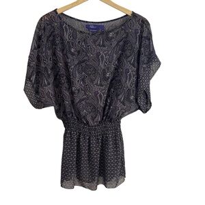 Miley Cyrus Max Azria Medium Multicolor Sheer Paisley Star Print Tunic Top